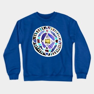 Four Season Life Mandala on Blue Crewneck Sweatshirt